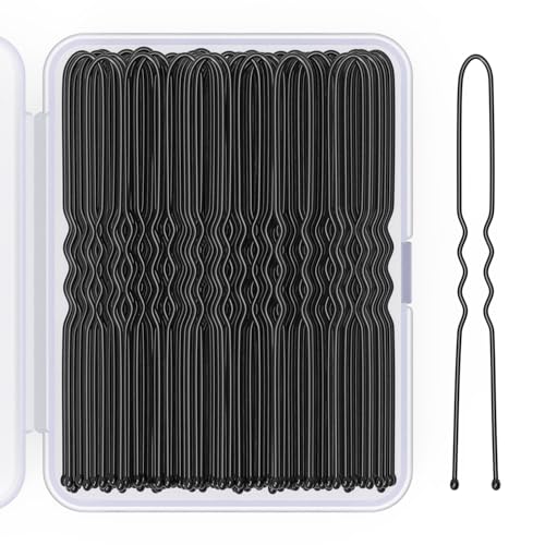 Giofumi 2.8 Inch U Shaped Hair Pins, Black Bobby Pins for Buns (100 Count)
