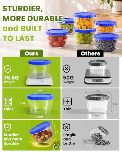 LUOFNI 6 Pack 17 Oz Blue Reusable Freezer Storage Containers - Airtight, Leakproof, BPA Free