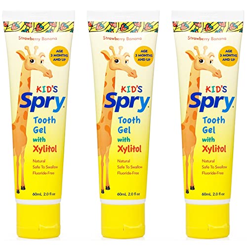 Spry Natural Kids Xylitol Tooth Gel, Strawberry Banana, 2 Fl Oz (Pack of 3)