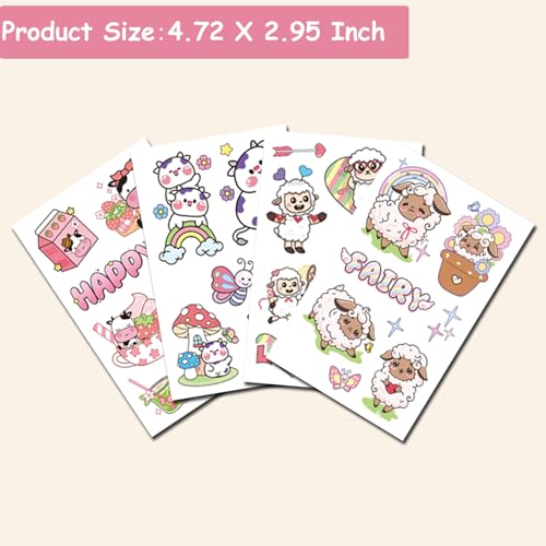 Sheep and Milk Cow Temporary Tattoos for Kids Party Favors, 12 Sheets