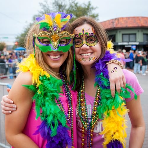Mardi Gras Face Tattoos - 8 Sheets New Orleans Carnival Party Stickers