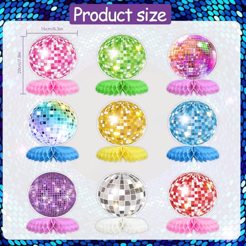 9PCS Disco Ball Honeycomb Centerpieces for 70s Themed Party Decor