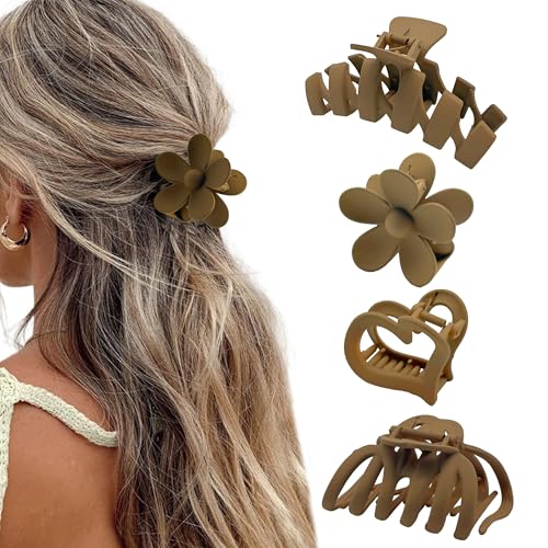 GraLigLuxu 4-Pack Matte Hair Claw Clips for Thick and Thin Hair