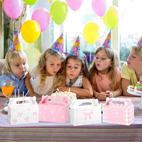12 Pcs Pink Bow Gift Boxes for Birthday & Party Favors
