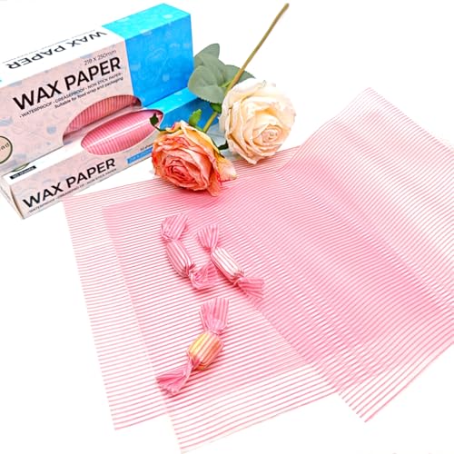 Greaseproof Wax Paper for Food Wrapping - 50 Sheets, Pink Pattern