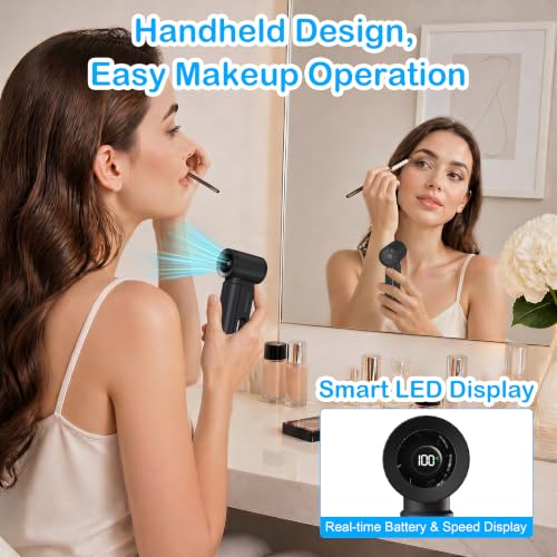 CIVPOWER Black Portable Mini Handheld Fan USB Rechargeable Personal Cooling Fan with LED Display