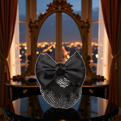 Bowknot Hair Net Clip Snood Bun Cover for Work and Dance