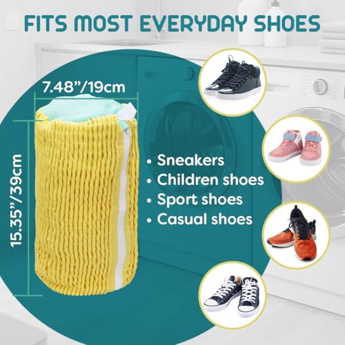 ZENO Yellow Shoe Washing Machine Bag - 2pcs Reusable Sneaker Cleaner
