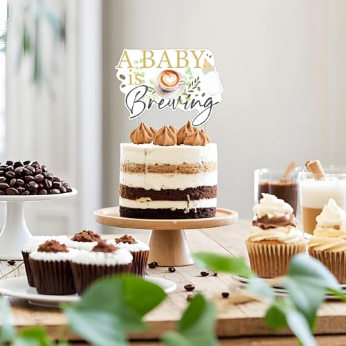 A Baby is Brewing Cake Topper - Coffee Theme for Baby Shower