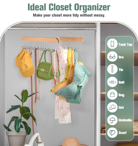 Fitnice Wood Bra Hanger Organizer, 2 Pack Space Saving Tank Top Hangers