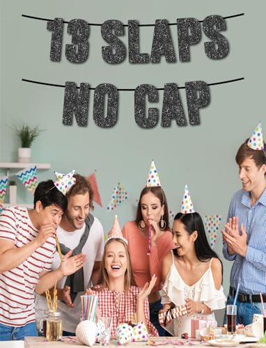 13th Birthday Party Black Glitter Banner - Handmade Decor