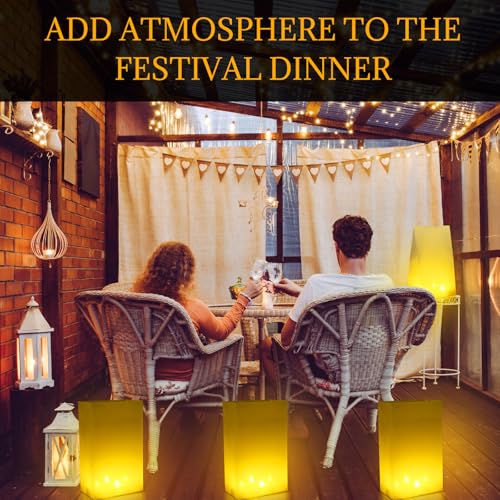 Christmas Plastic Luminaria Bags White Candle Lantern Set - 24 Pack