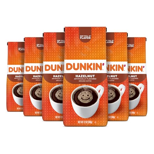 Dunkin' Hazelnut Flavored Ground Coffee, 12 oz (Pack of 6)