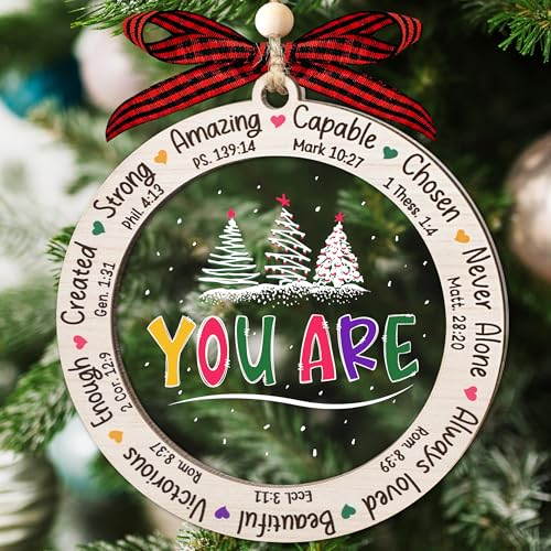 Christian Christmas Ornament Religious Gifts for Women - Bible Verse 2 Variation