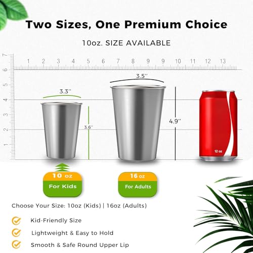 HAMIZHONGTAI 10oz Stainless Steel Cups - 5 Pack Reusable Metal Tumblers