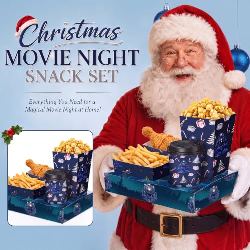 Christmas Movie Night Snack Trays Set - Train Theme Party Supplies, 25 Pieces
