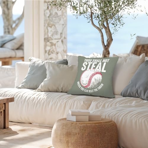 Baseball Decorative Pillow Cover 18x18 - Funny Quote for Kids' Rooms