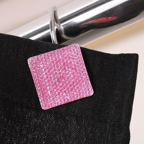 Pink Bling Shower Curtain Hooks - 12 Pcs Luxury Bathroom Rings