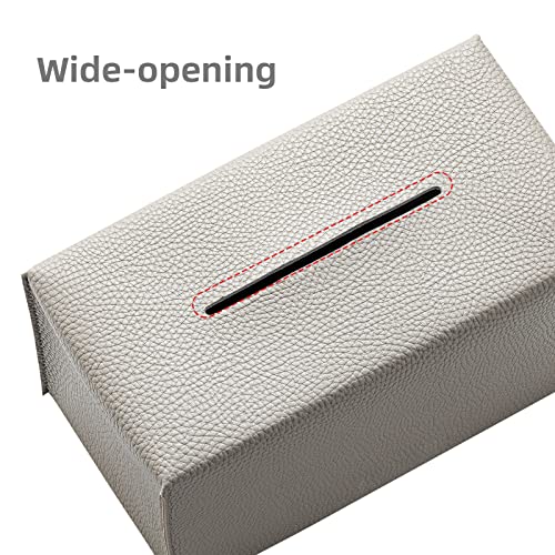 REGELETO Premium PU Leather Tissue Box Cover - Modern Grey Organizer for Home & Office