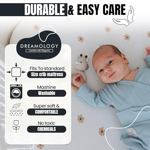 Dreamology 2 Pack Cotton Bassinet Sheets - Brown Flowers 17x32"
