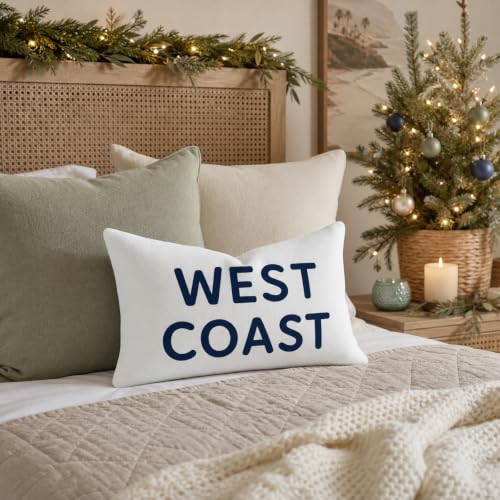 HERHOME Navy Blue & White Coastal Lumbar Pillow Cover 12x20 for Home & Outdoor Decor – Pack of 1