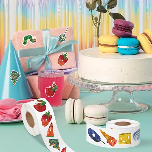Caterpillar Stickers Roll - 1000pcs Self-Adhesive 1.9-Inch Party Labels