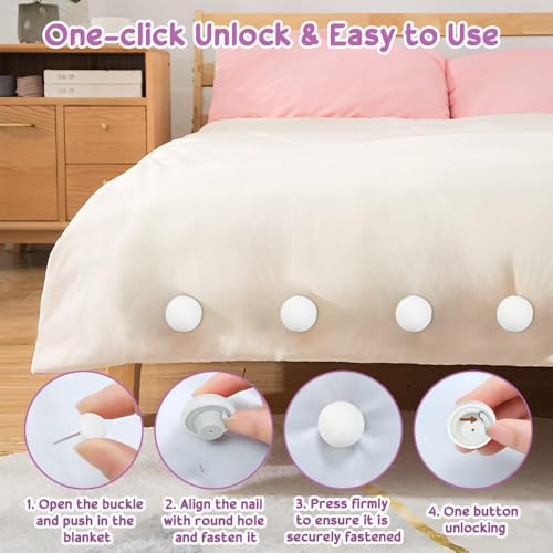 KOOSAH 12 PCS Mushroom Duvet Clips - Non-Slip Quilt Cover Fasteners