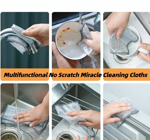 Wire Dishwashing Rags Non-Scratch Miracle Cleaning Cloths 6 Pack