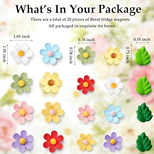 Cute 3D Flower Fridge Magnets - 20 Pack Decorative Set