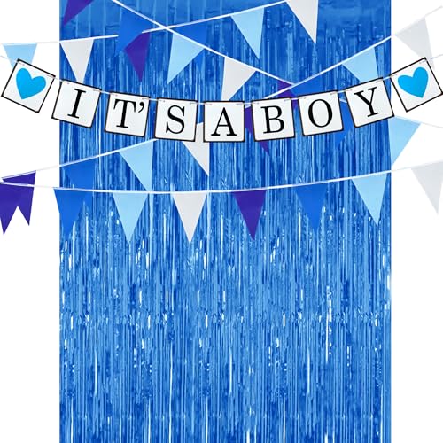 Blue Baby Shower Decorations Set - It's a Boy Banner & Bunting