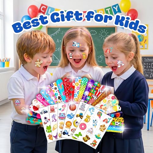 144PCS Kids Party Favor Set - Slap Bracelets & Temporary Tattoos