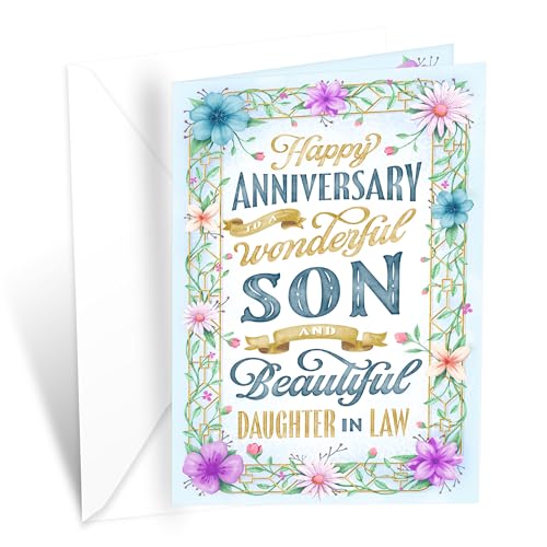 Son & Daughter-in-Law Anniversary Card - Premium 5x7.75 Greeting Card