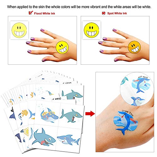 Konsait Shark Temporary Tattoos 100pcs - Kids Ocean Party Favors