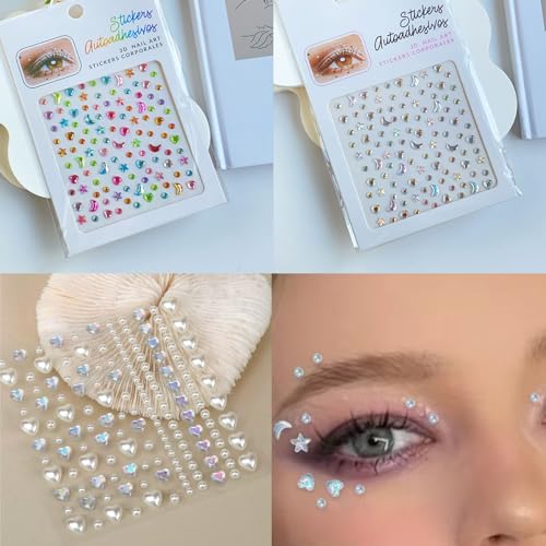 NOOEPC Self-Adhesive Face Gems & Hair Rhinestones for Festivals and Makeup