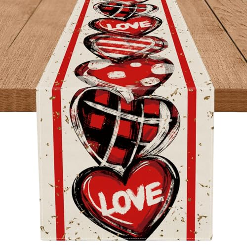 Valentine's Table Runner 72x13 Inch - Love Heart Design for Dining