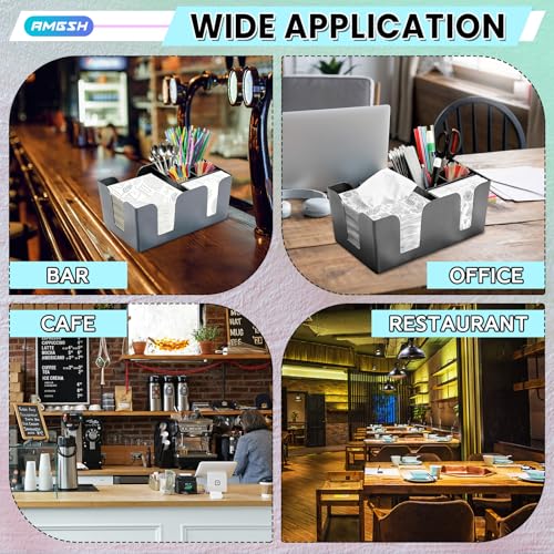 6-Compartment Bar Caddy Napkin & Straw Holder Organizer