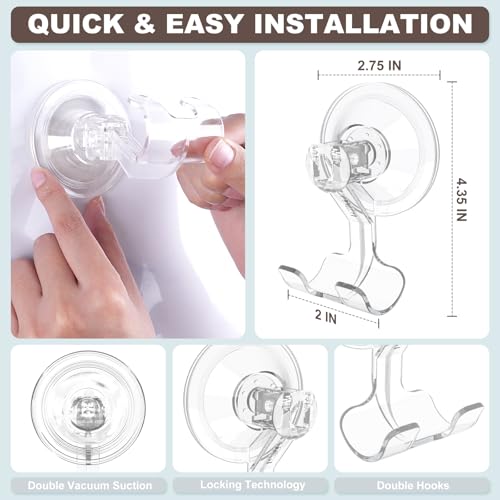 VIS'V Suction Cup Razor Holder - Clear, Set of 2, Removable Design