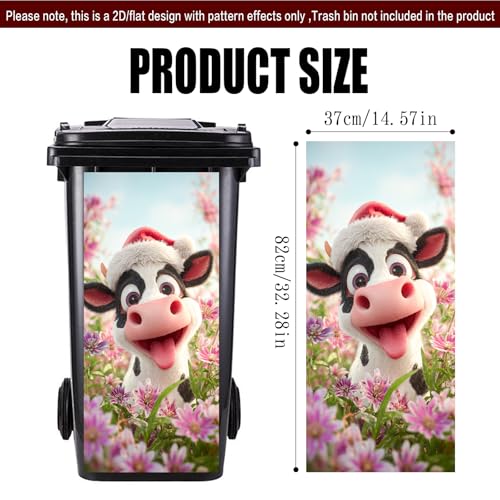 Funny Cow Floral Garbage Can Sticker Decal - 14.57x32.28 in
