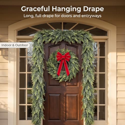 2-Pack 9FT Two-Tone Artificial Cedar Garland for Holiday Decor
