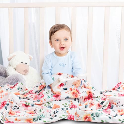 Nialnant Floral Baby Blanket, 30x40 Soft Plush Receiving Blanket for Girls