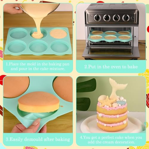 Wrbin 3-Pack Silicone Muffin Top Pans, 6-Cavity Non-Stick Round Baking Molds
