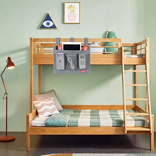 Zafit Bedside Caddy Organizer with 4 Pockets - Grey Storage for Phone, Remote, Magazines