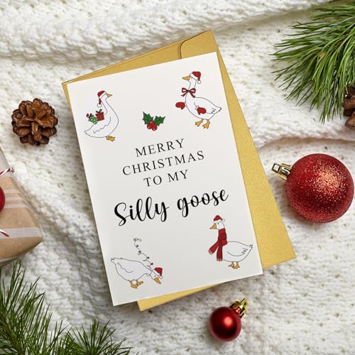 Funny Silly Goose Christmas Card for Him Her - Premium 300gsm