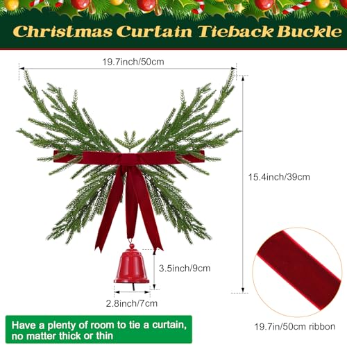 Christmas Wreath Curtain Tieback Buckle Set - Burgundy & Red