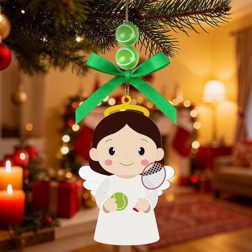 Tennis Angel Wooden Easter Ornament - Hanging Decoration for Fans