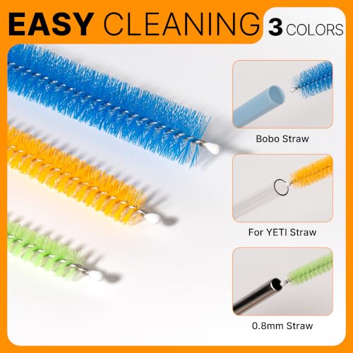 Diumepo Stainless Steel Straw Cleaner Brush Set, Extra Long Reusable Brushes