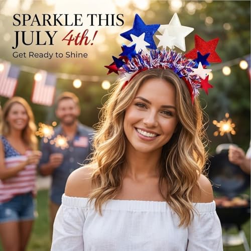 Patriotic Star Headband Red White and Blue 4th of July Hair Accessory