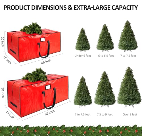 9 ft Red Christmas Tree Storage Bag - Waterproof & Durable