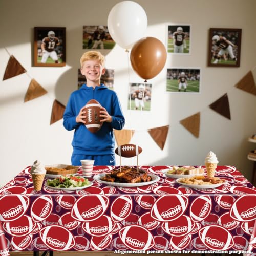 Football Tablecloths for Birthday Party - 4 Pack, 51 x 86 Inch