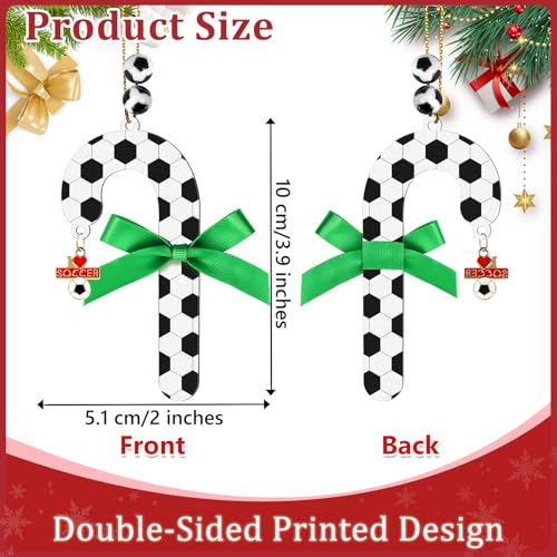 Soccer Candy Cane Ornament - Wooden Easter Decoration for Fans